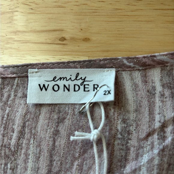 EMILY WONDER Mauve Artsy V Neck Abstract Print Tunic Top Blouse 2X New NWT - Picture 9 of 11